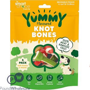 Smart Choice Meat-free Yummy Knot Bones Dog Treats 5 Pack 160g