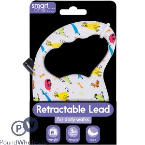 Smart Choice 15kg Printed Retractable Tape Dog Lead 3m