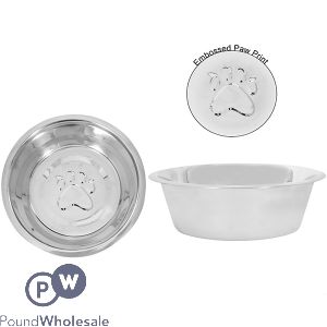 Smart Choice Stainless Steel Embossed Pawprint Pet Bowl 2500ml