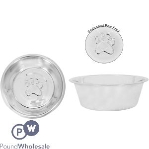 Smart Choice Stainless Steel Embossed Pawprint Pet Bowl 3900ml