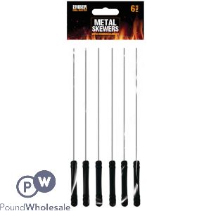 Ember Wooden Handle Metal Skewers 6 Pack