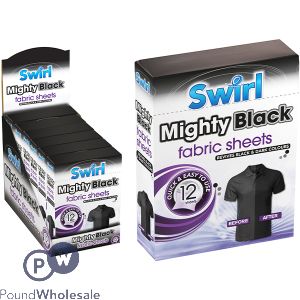 Swirl Mighty Black Fabric Sheets 12 Pack Cdu