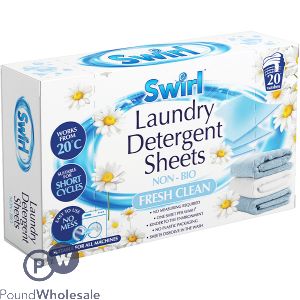 Swirl Non-bio Fresh Clean Laundry Detergent Sheets 20 Pack