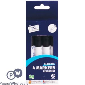 Just Stationery Black Permanent Markers 4 Pack