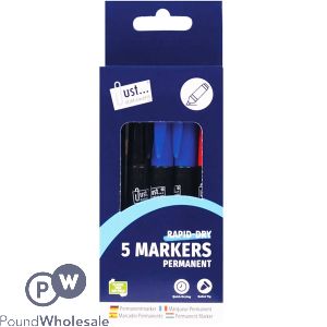 5pc PERMANENT MARKERS ASSORTED COLS