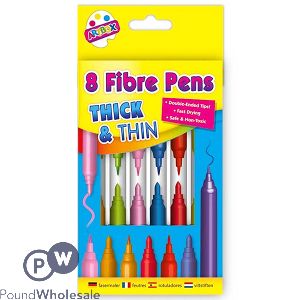 Artbox Thick & Thin Assorted Colour Fibre Pens 8 Pack