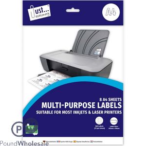 Just Stationery A4 Sheets Multi-Purpose Labels 8 Pack