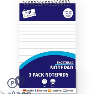 Just Stationery Shorthand Notepads 100 Pages 3 Pack