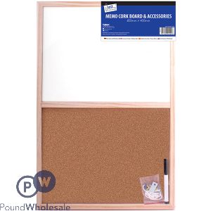 Just Stationery Wipe-Dry Memo Cork Board & Accessories 400 X 600mm