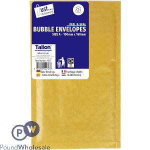 Just Stationery Size A Peel &amp; Seal Bubble Envelopes 100mm X 160mm 8 Pack