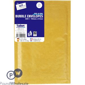 Just Stationery Size C Peel & Seal Bubble Envelopes 150mm X 215mm 5 Pack