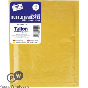 Just Stationery Size E Peel &amp; Seal Bubble Envelopes 220mm X 265mm 4 Pack