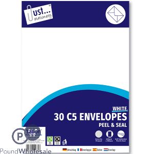 Just Stationery C5 White Peel & Seal Envelopes 30 Pack