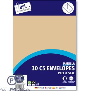 Just Stationery C5 Manilla Peel & Seal Envelopes 30 Pack