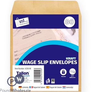 Just Stationery Wage Packet Envelopes 80 Pack