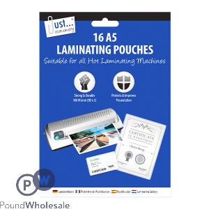 Just Stationery A5 16 Micron Laminating Pouches 16 Pack
