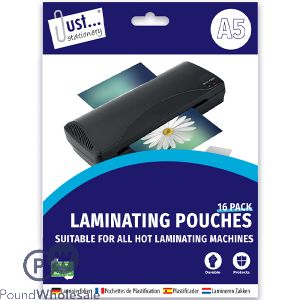 Just Stationery A5 16 Micron Laminating Pouches 16 Pack