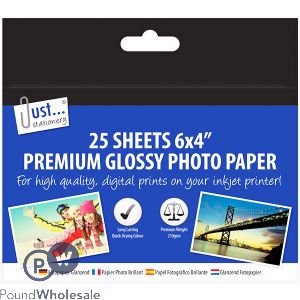 Just Stationery 6 X 4" Premium Glossy Photo Paper 25 Pack
