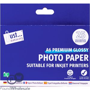 Just Stationery A6 Premium Glossy Photo Paper 25 Pack