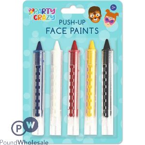 Party Crazy Push-Up Face Paints Assorted Colours 5 Pack