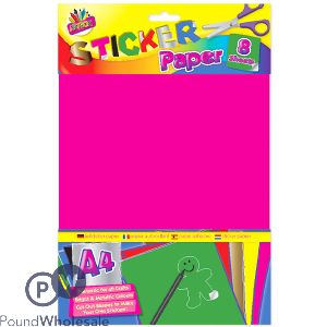 Artbox A4 Assorted Colour Metallic Sticker Paper 8 Sheets