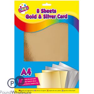 Artbox A4 Gold & Silver Card Sheets 8 Pack