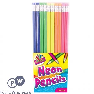 10 Neon Rubber Tip Hb Pencils