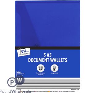 Just Stationery A5 Document Stud Wallets 5 Pack