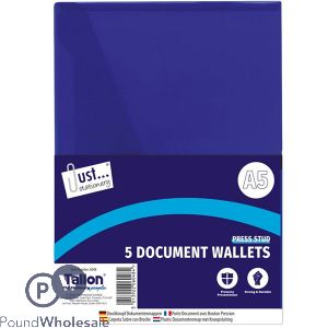 Just Stationery A5 Document Stud Wallets 5 Pack