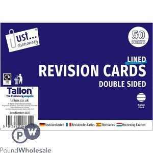 Just Stationery Double-Sided Revision Cards 50 Pack