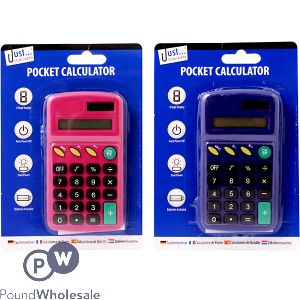 Just Stationery Pocket Calculator Assorted Colours