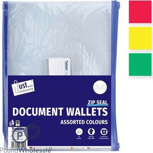 Just Stationery A4 Zip-seal Document Wallets 2 Pack