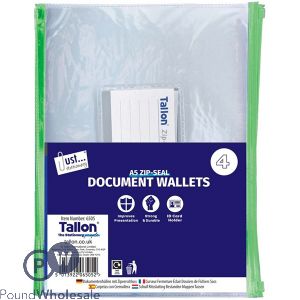 Just Stationery A5 Zip-seal Document Wallets 4 Pack