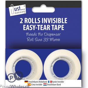 Just Stationery Invisible Easy-Tear Tape 33m 2 Pack