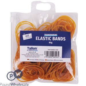 Just Stationery Transparent Elastic Bands 80g