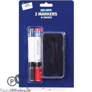 Just Stationery Dry-Wipe Markers &amp; Eraser Set 3pc