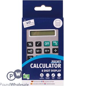 Just Stationery Black & Silver Pocket Calculator