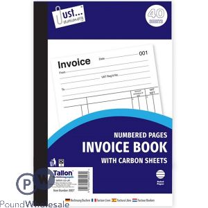 Just Stationery Invoice Book 40 Numbered Pages