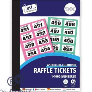 Just Stationery 1-1000 Numbered Cloakroom &amp; Raffle Tickets CDU