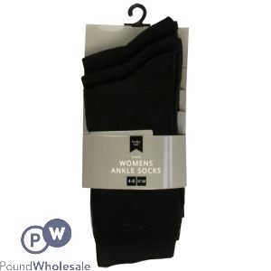 Farley Mill Women's Size 4-6 Black Ankle Socks 3 Pack