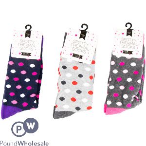 Farley Mill Ladies' Size 4-7 Spotty Thermal Socks Assorted