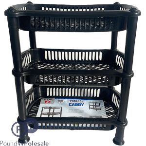 Three Tier Storage Basket Caddy Black