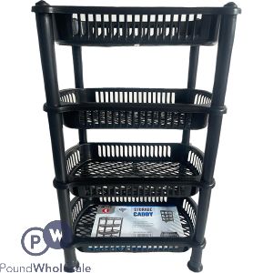 Four Tier Storage Basket Caddy Black