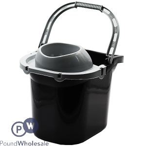 Heavy Duty Black Mop Bucket With Wringer 12L