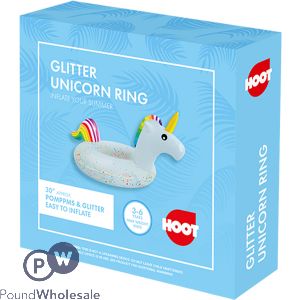 Hoot Inflatable Glitter Kids Unicorn Swim Ring 30"