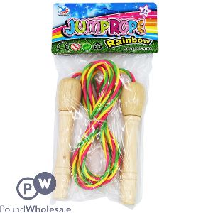 Skipping Rope With Wooden Handles Rainbow Design