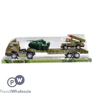 Friction Military Truck With Tank, Armoured Vehicle & Soldiers Boxed