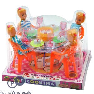 Dining Table With Dolls, Chairs & Dining Accessories Play Set