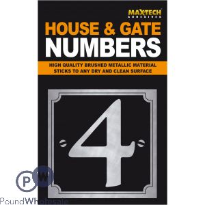 Adhesive House And Gate Number Black With Silver Number 4