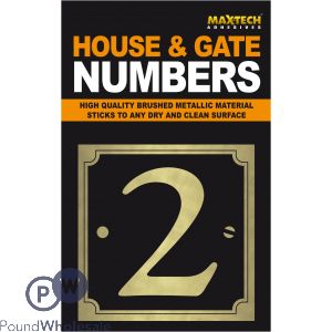 Adhesive House And Gate Number Black With Gold Number 2